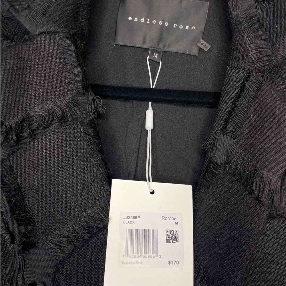 NWT Textured Blazer Romper Black Medium V-neck Collar - Picture 6 of 6